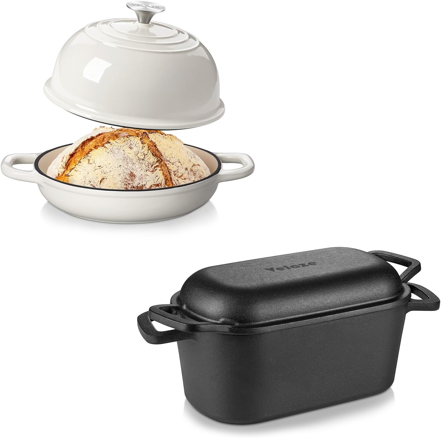 Velaze Dutch Oven for Bread Baking,Enameled Cast Iron Bread Dutch Oven with Lid