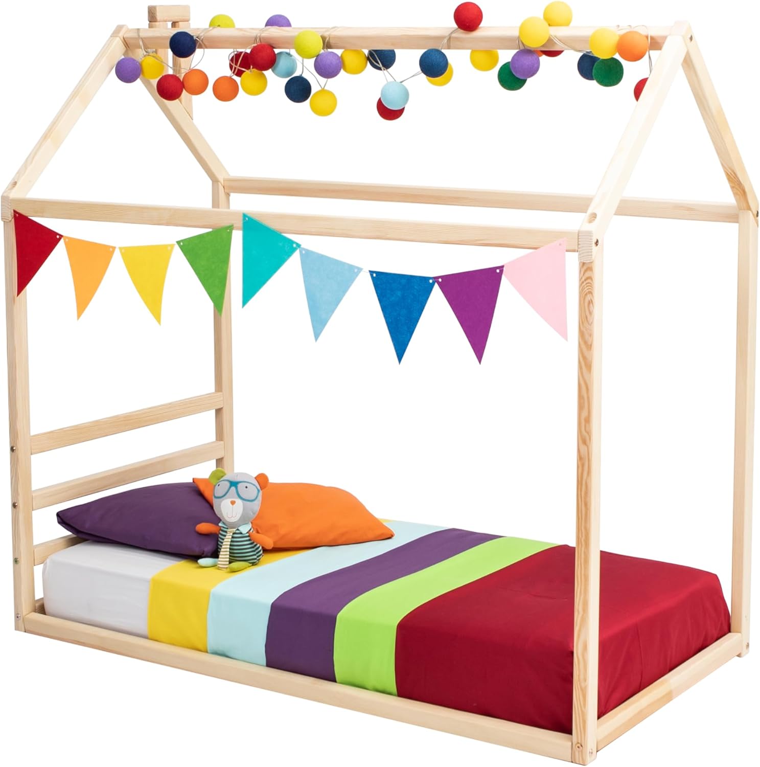 Montessori bed house, Toddler floor bed frame, Kids house bed, Toddler house bed frame, Platform bed frame - US Twiin size