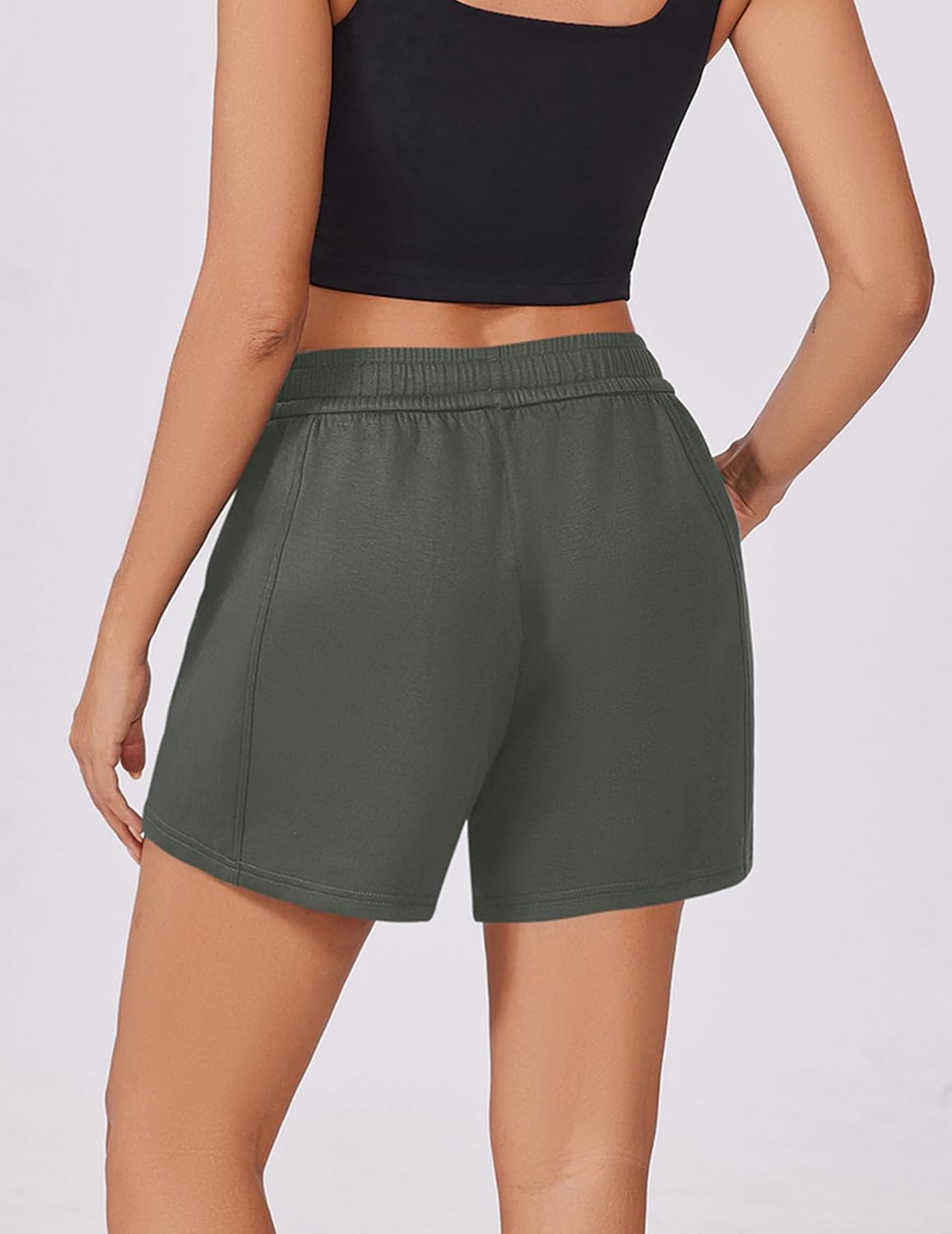 PINSPARK Athletic Sweat Shorts Women Elastic High Waisted Comfy Short Drawstring Casual Lounge Shorts with Pockets - Image 2