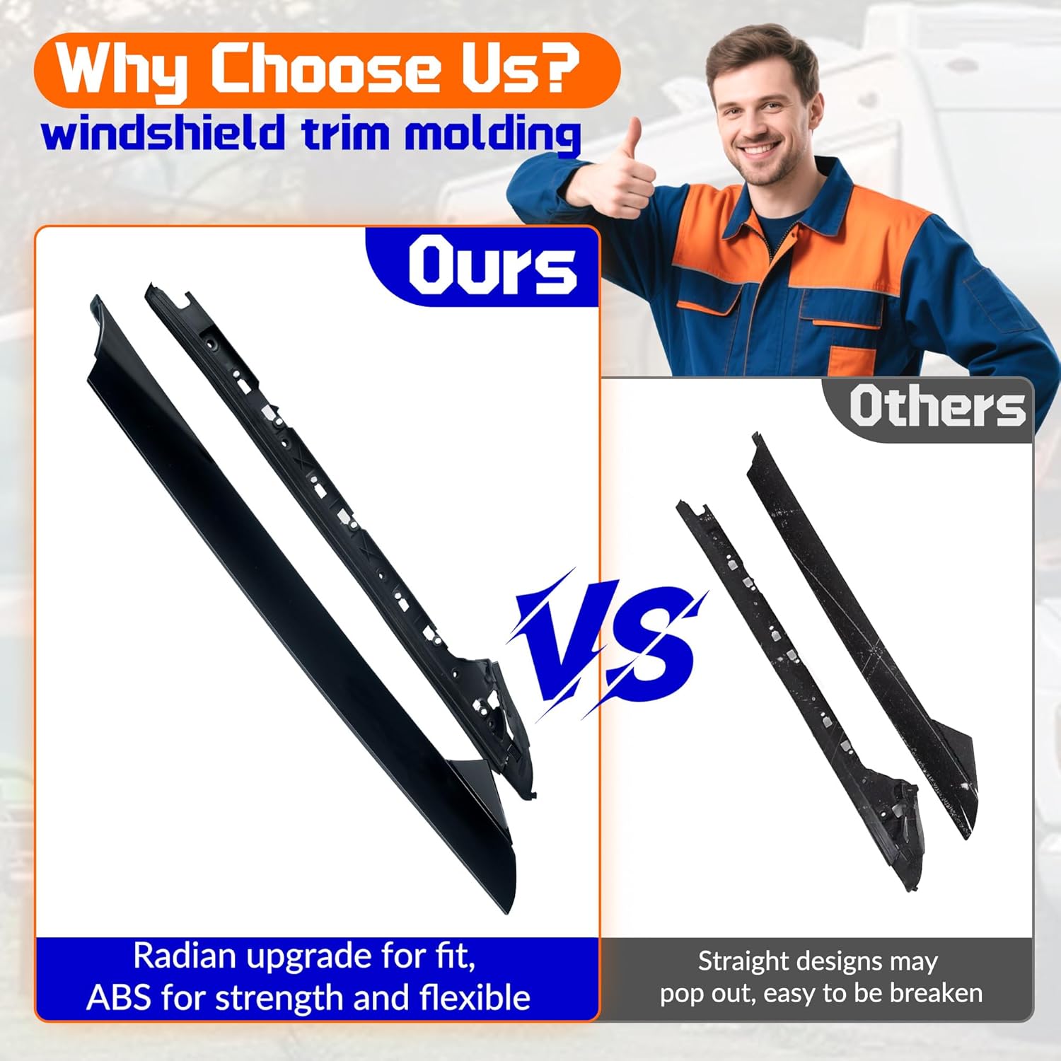 Windshield A-Pillar Molding Trim Kit Right Passenger Side Compatible with 2011-2019 Ford Explorer Replaces: 926-451