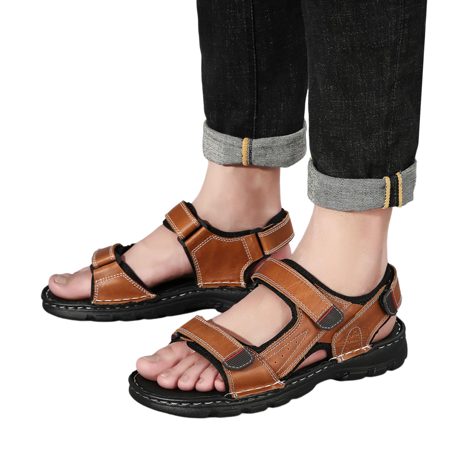Sandale Homme Ete Cuir, Sandales Homme été Plage, Sandales Marche Estivales Avec Soutien La VoûTe Plantaire Chaussures Décontractées Et éLégantes à Bride Cheville Sandals Sandal Sandals Men Sandale