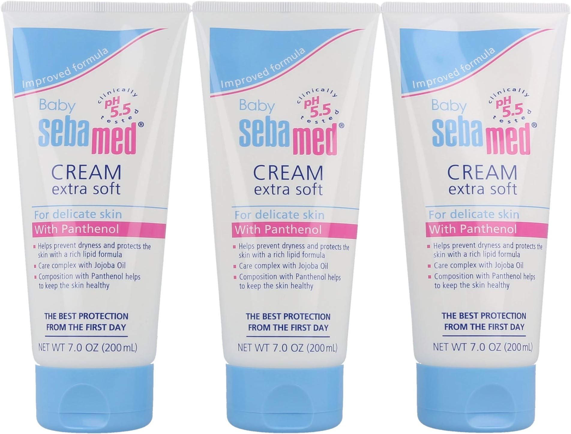 Sebamed Baby Cream Extra Soft Ultra Mild Gentle Hydrating Moisturizer for Delicate Skin 7 Fluid Ounces (200mL) Pack of 3