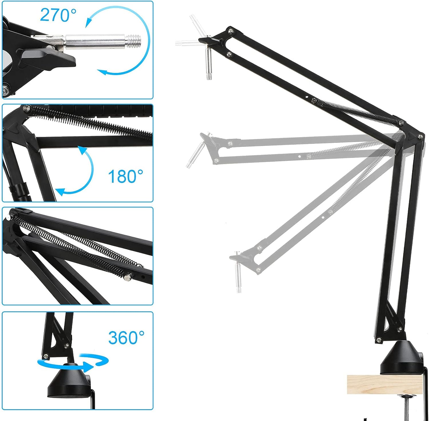 Razer Seiren X Boom Arm with Pop Filter - Professional Mic Stand for Broadcasting and Recording by YOUSHARES