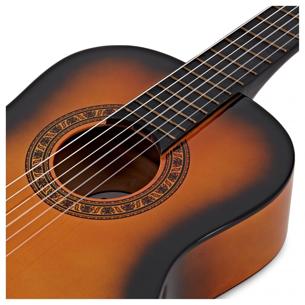 Pack avec Guitare Classique 3/4, Sunburst, par Gear4music | Pour jeunes débutants qui démarrent, tonalité chaude en nylon, housse/accordeur/cordes inclus