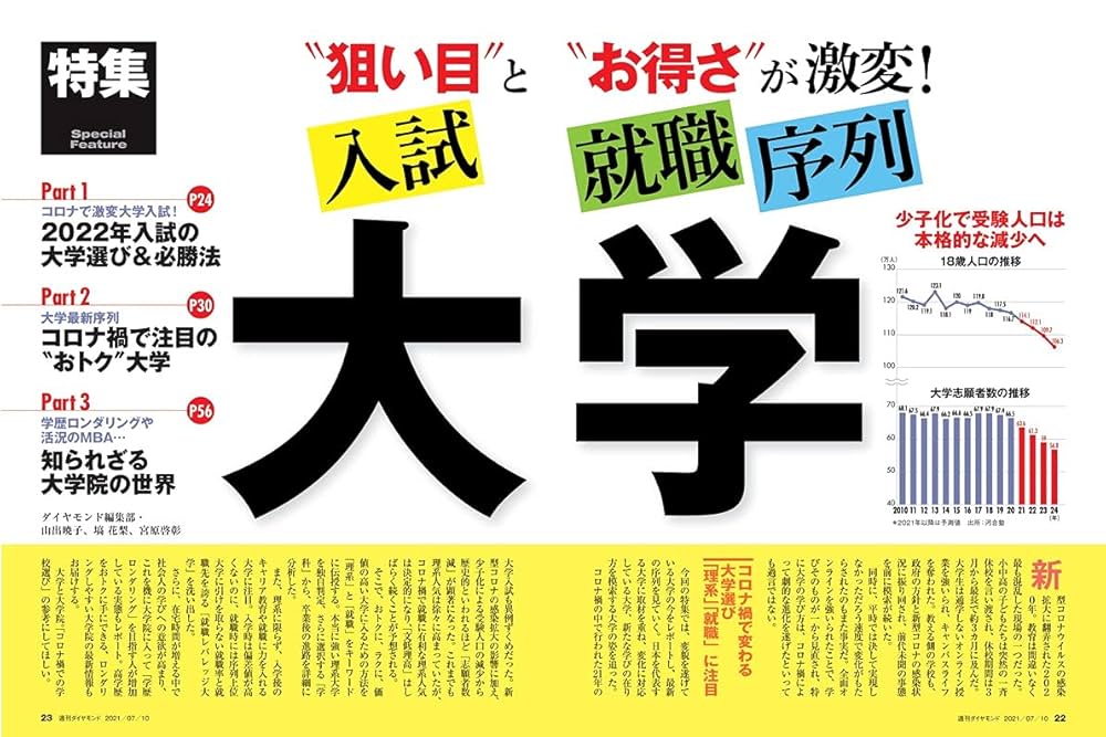 週刊ダイヤモンド 2021年 7/10号 [雑誌] (大学 入試・就職・序列