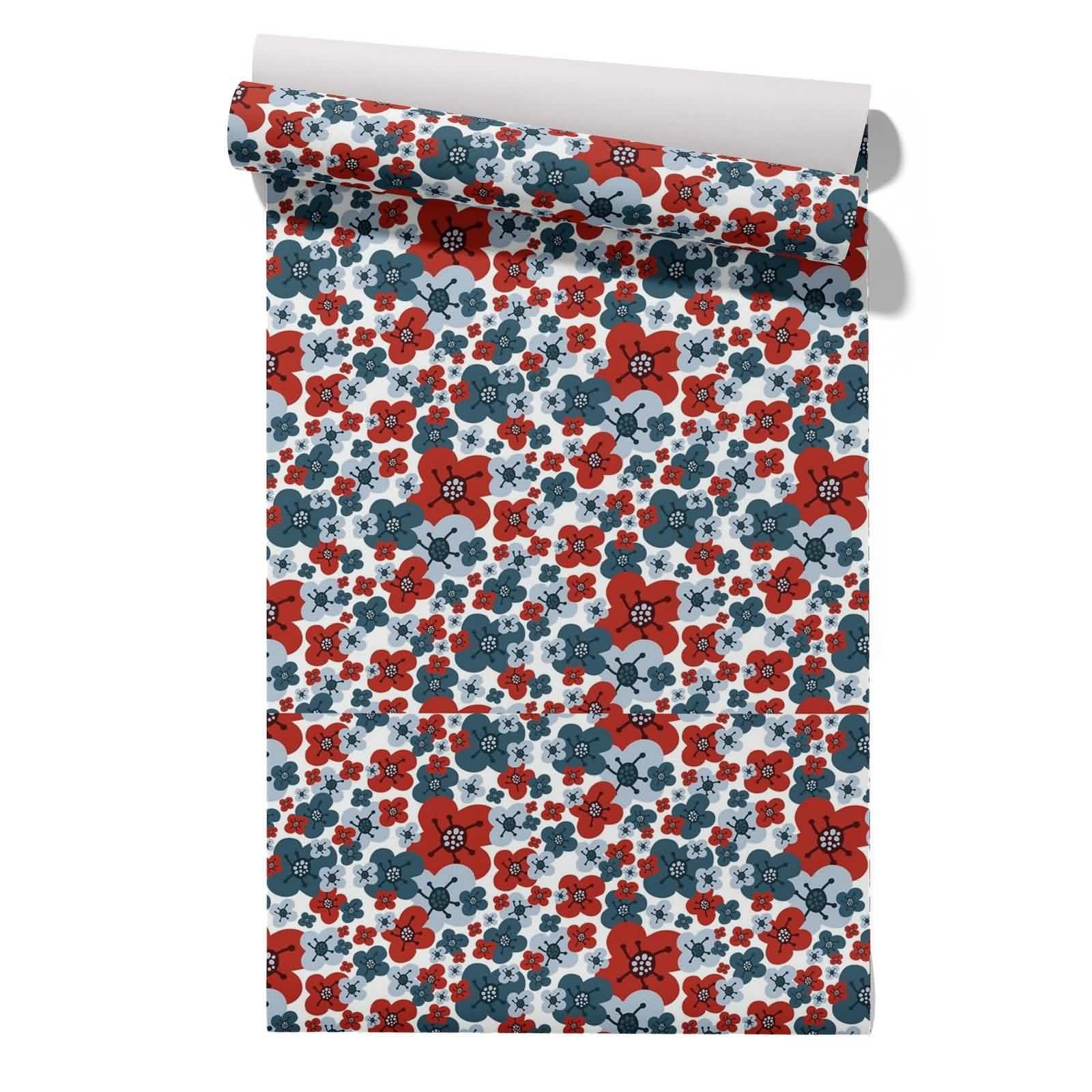 Cevan Style 6 Self Adhesive Wallpaper Uk Artificial Covering Flower Retro Ethnic Thick Hall Blue And Red Waterproof Contact Paper For Countertops Cabinets Drawers 45X300cm
