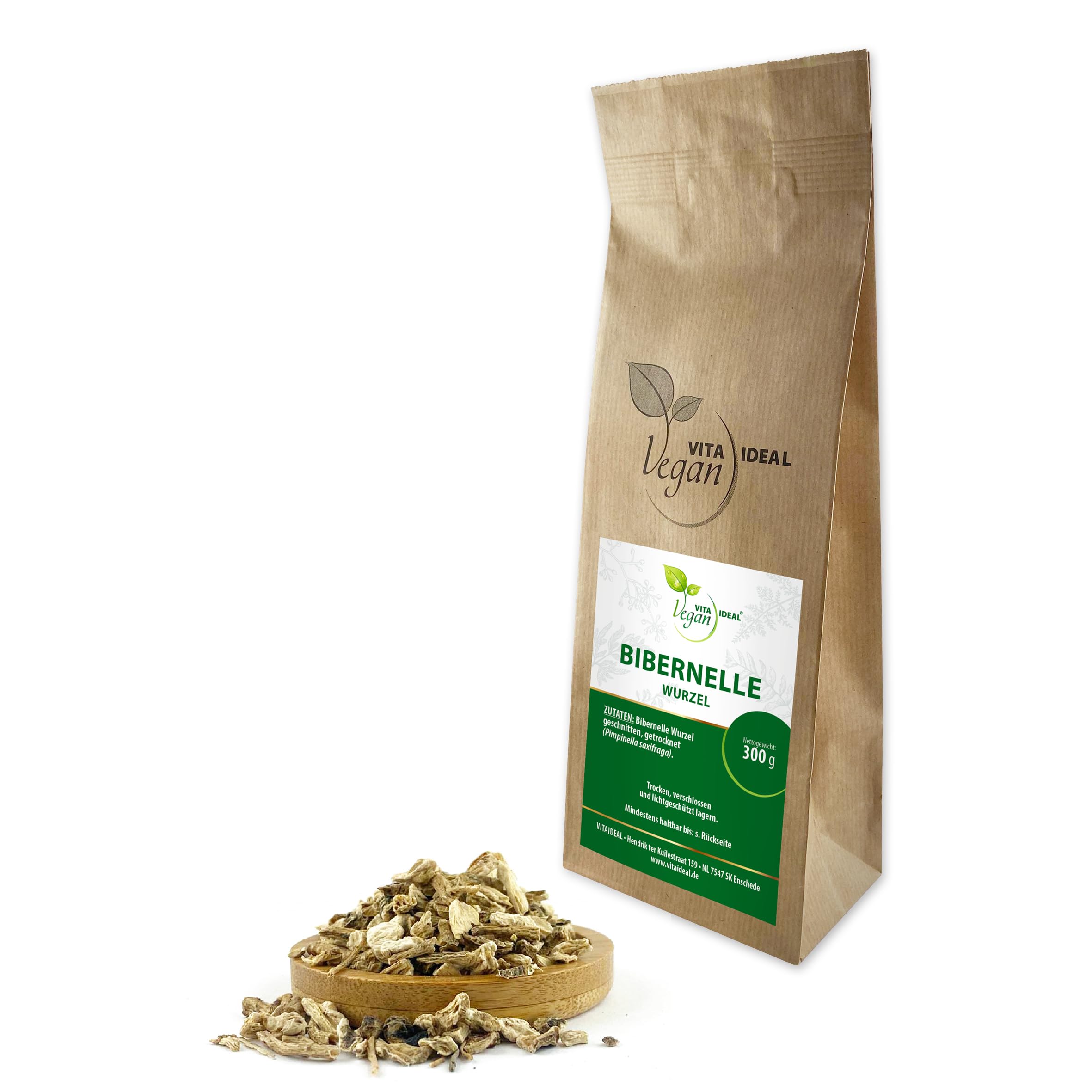 VITA IDEAL Vegan® BIBERNELLE - Wurzel 4x 300g geschnitten & getrocknet - Pimpinella saxifraga - BIBERNELLWURZEL - Tee - Bibernellewurzeltee - Bockwurz Kräutertee & Aufguss.