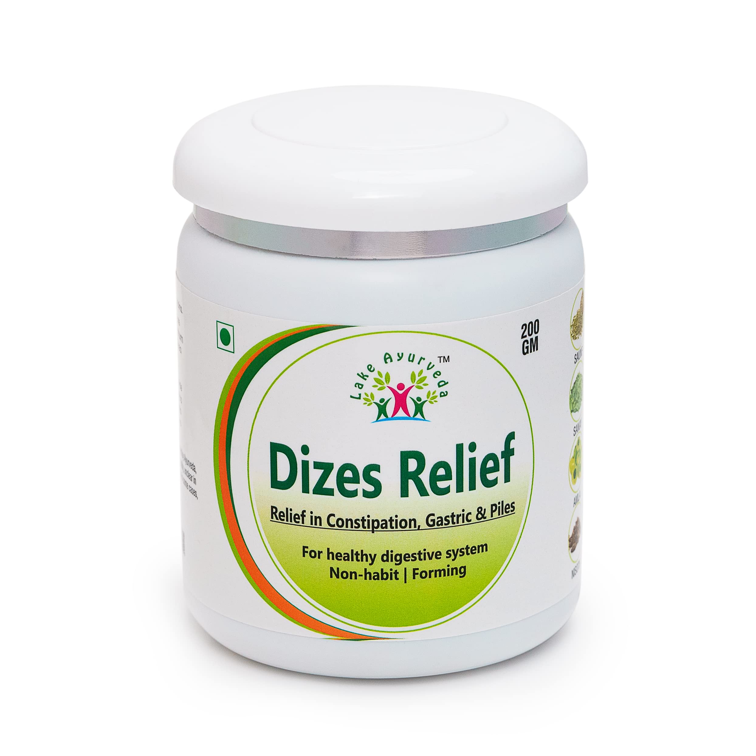 Lake Ayurveda Dizies Relief - All-Natural Ayurvedic Remedy for Constipation and Indigestion - Blend of Herbal Ingredients - 200g Powder