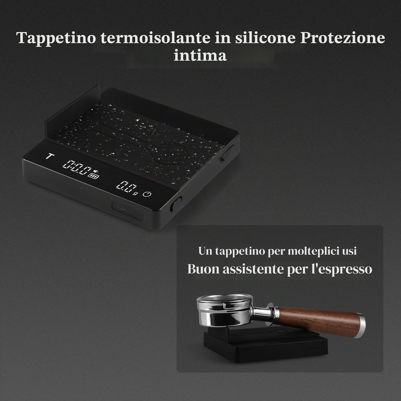 MHW-3BOMBER Bilancia da caffè con timer, ricaricabile tramite USB, bilancia per espresso da 0,1 g, bilancia accurata con rilevamento della gravità, taratura automatica, bilancia da cucina portatile