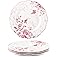 fanquare 8.5 Inch Pink Floral Dessert Plate Sets of 4 British Elegant Porcelain Snack Appetizer Dinner Plates Service Microwa