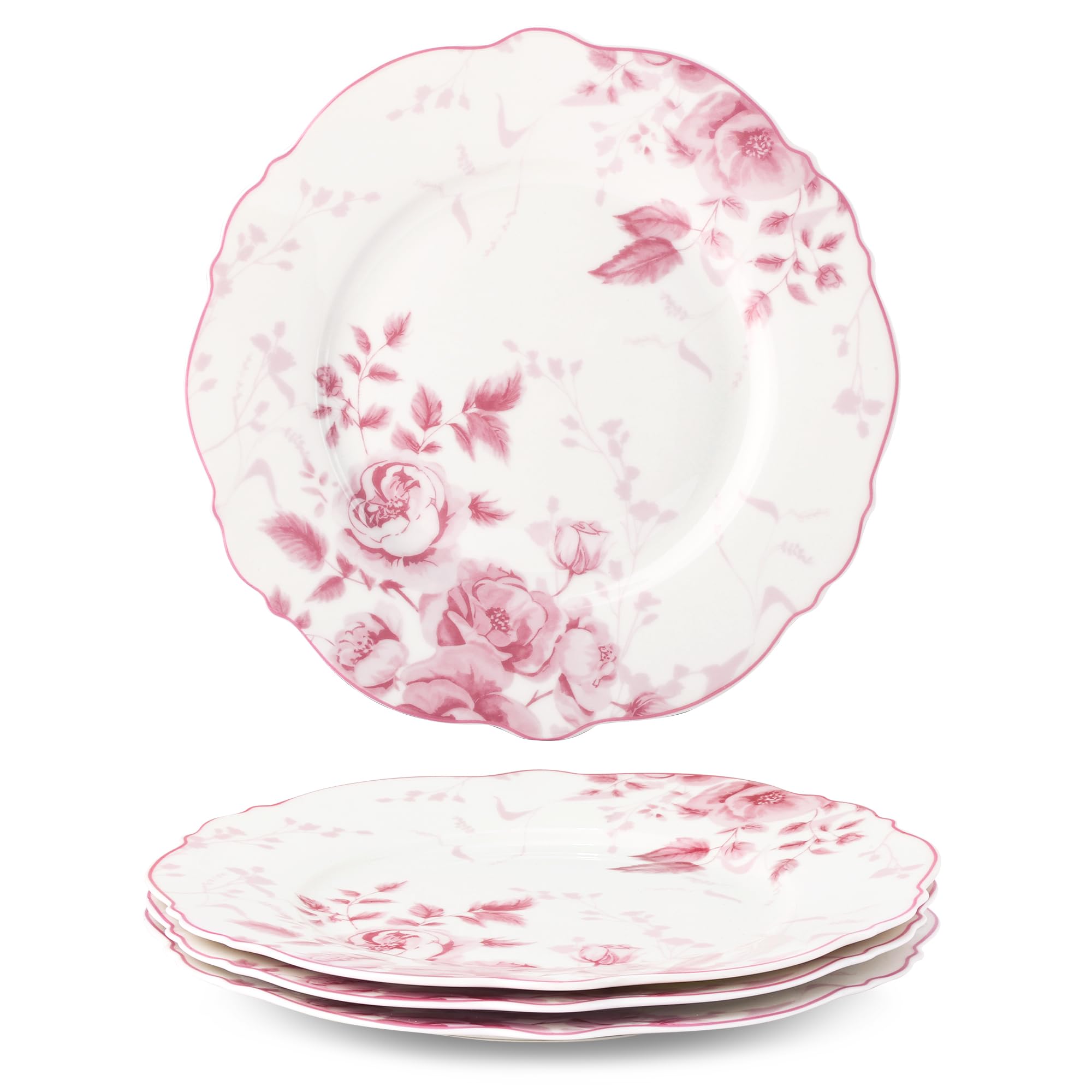 London Boutique Set di 4 piatti da torta in porcellana fine con bordo largo shabby chic (uccello, rosa, farfalla London Boutique Set di 4 piatti da torta in porcellana fine con bordo largo shabby chic (uccello, rosa, farfalla