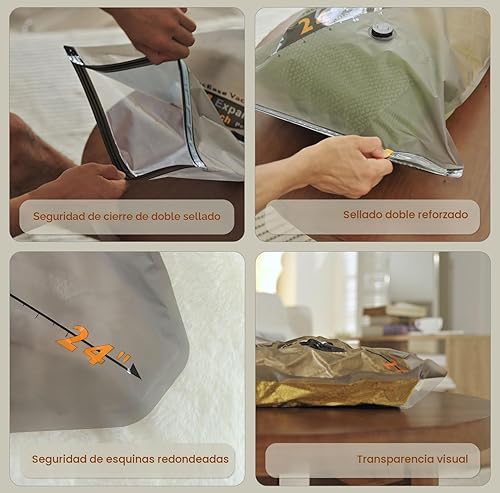 Miniatura 7 de Juego de bolsas de almacenamiento de viaje con bomba inalámbrica recargable, paquete de 15 bolsas portátiles ahorradoras de espacio para viajes