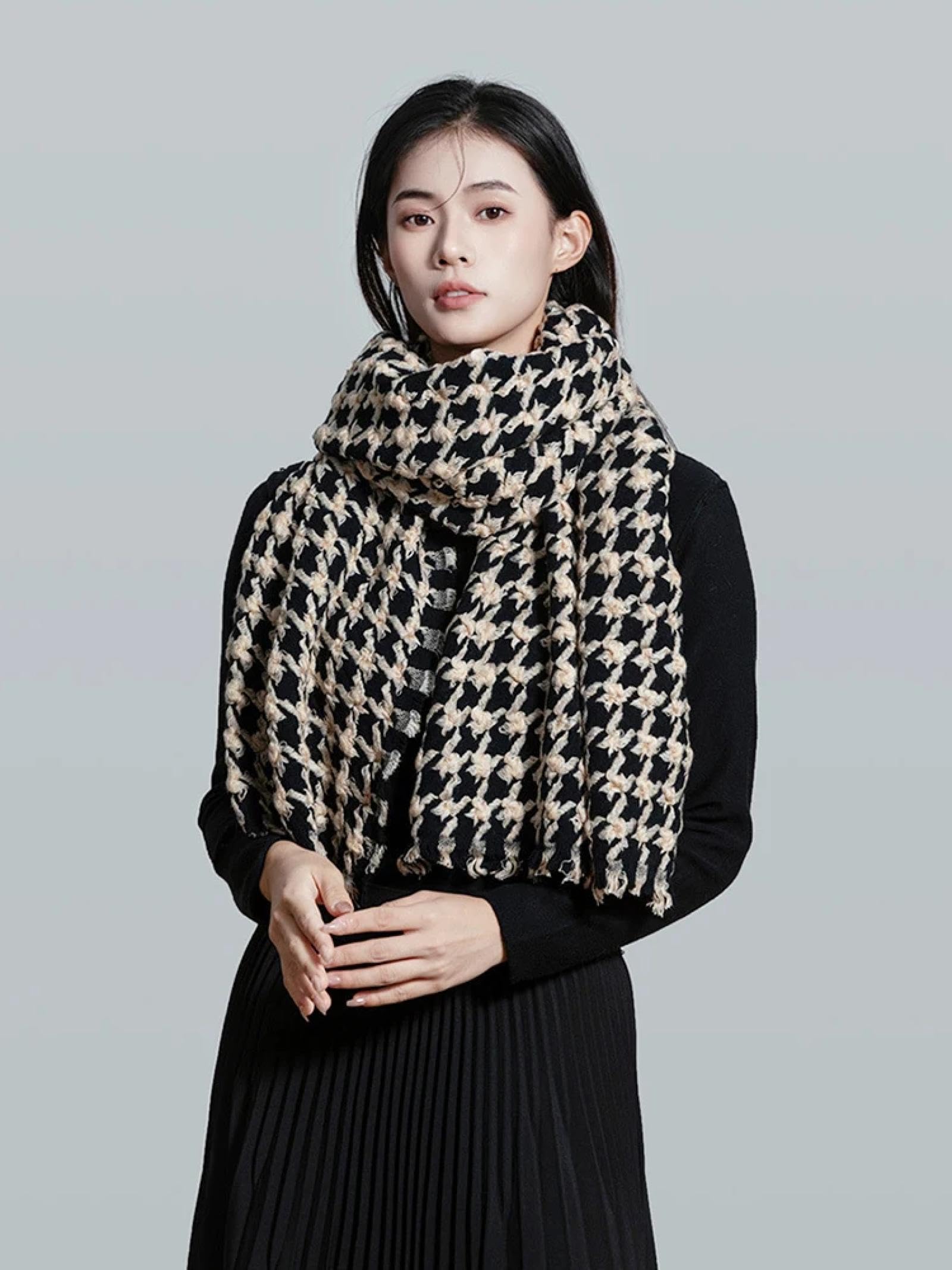 Schals Tücher Halstuch Scarf Frauen Schal Herbst Winter Vintage Hahnentritt Scarve Warm Femme Foulard Wrap Schal
