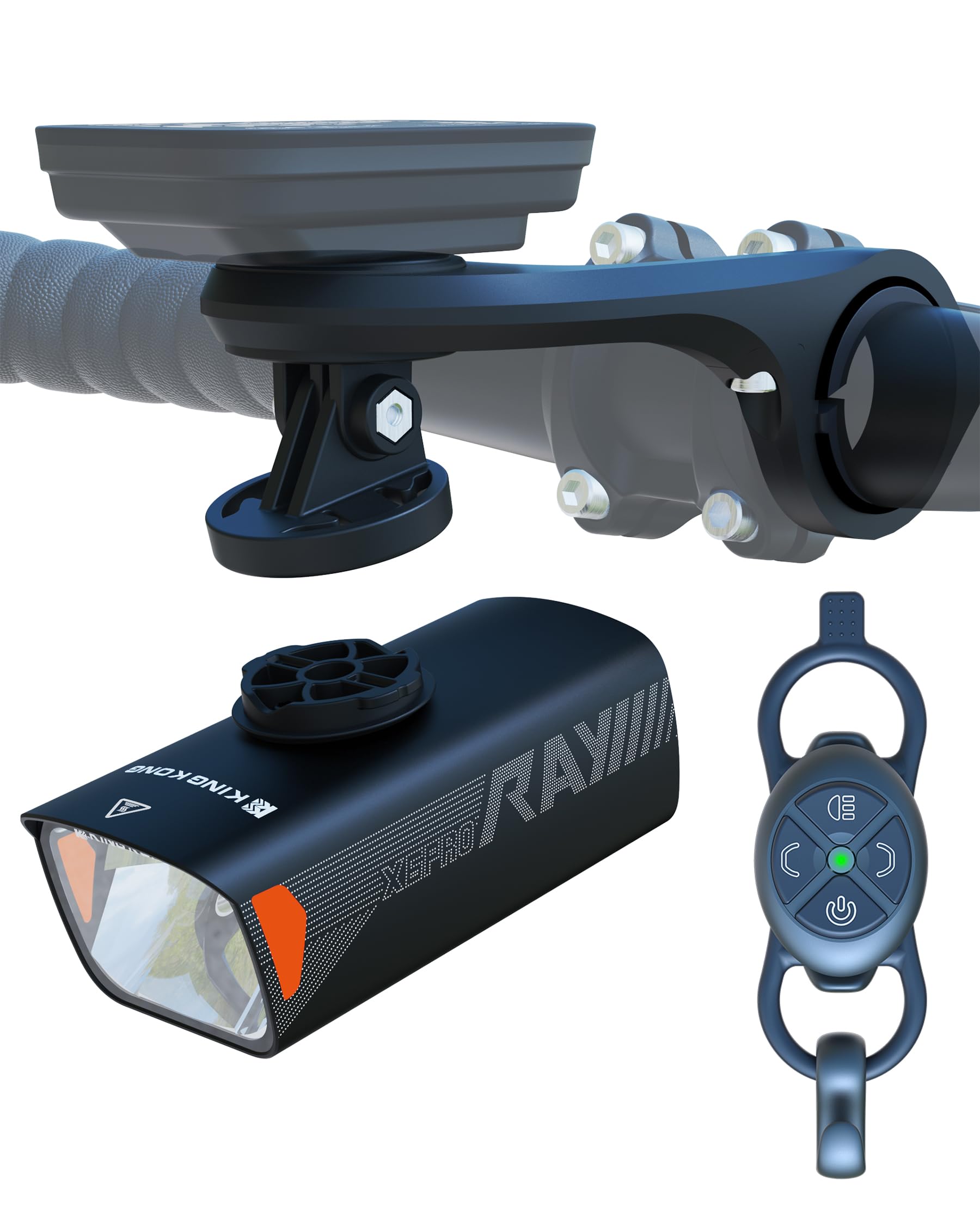 Kingkong Bike Lights High & Low Beam 2000 Lumen Rechargeable Bicycle Headlight, Bicycle Lights for Night Riding, Waterproof MTB Accessories Compatible Garmin & GoPro Mount X6PRO Black-2000LM 5000mAH F80 FL60