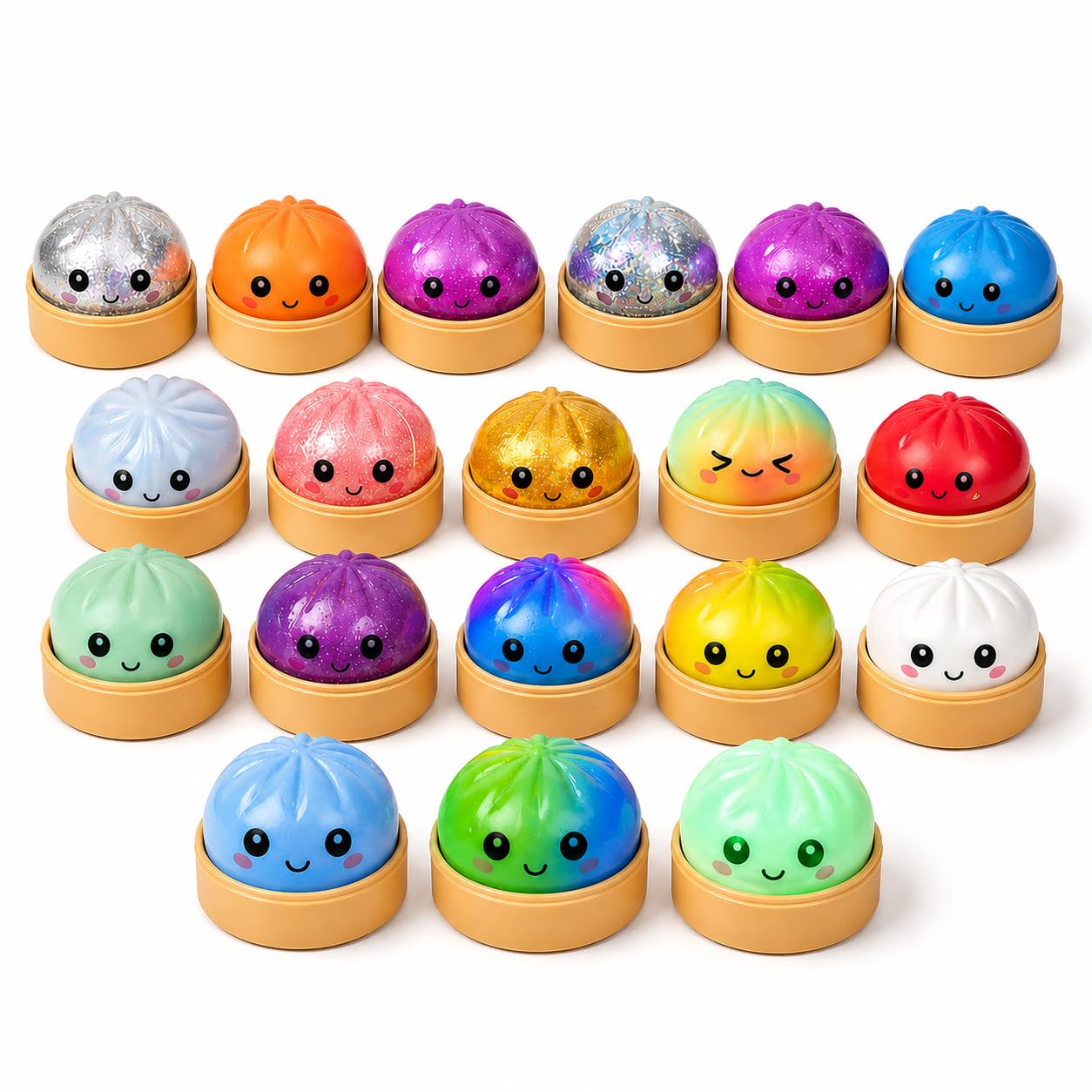 XXL Mystery Dumplings Squishy Squeeze Buns con scatola (9,5 cm) – Viral Trend Anti Stress Giocattolo da schiacciare – Pallone da impastare in colore a sorpresa – Fidget Toy idea regalo
