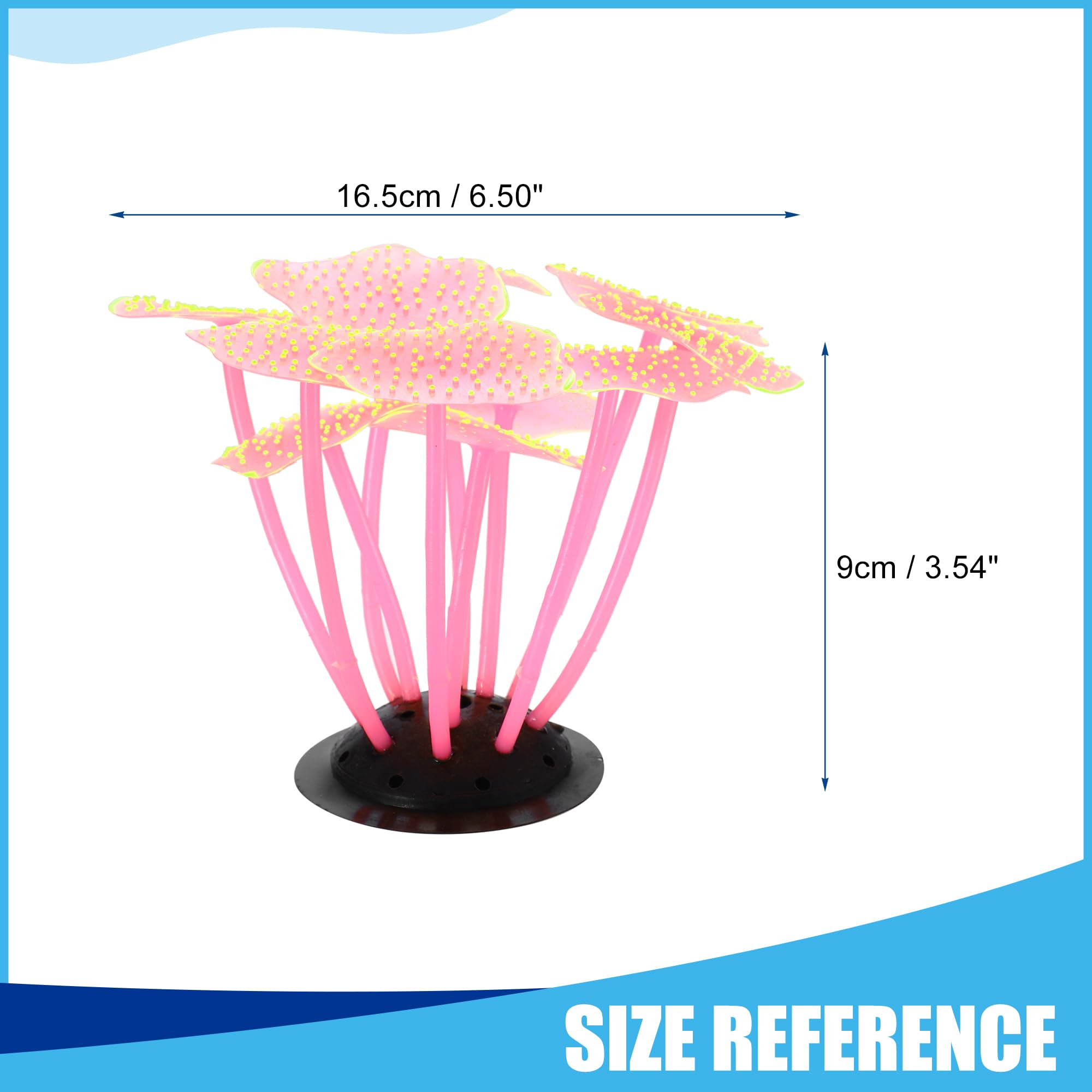 CAPASTEC Soft Silicone Glowing Mushroom Coral, Fluorescence Aquatic Artificial Coral for Aquarium (Pink) - Image 3
