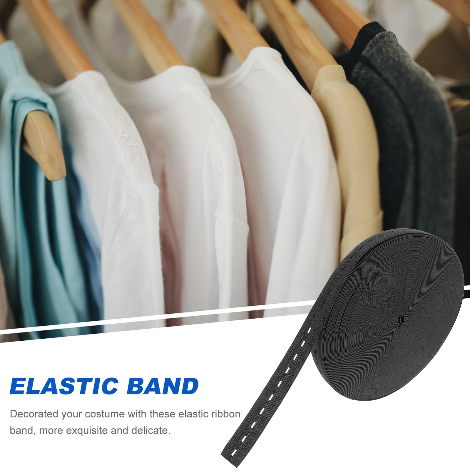 Angoily 5 Rollos Banda Elástica con Ojales Ajustables de Metros para Coser Ropa Cinturillas Manualidades y Prendas Elásticas de Poliéster Resistente