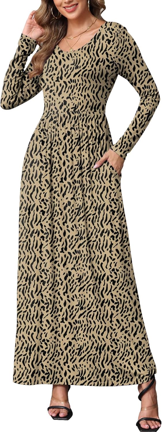 EUOVMY Women's Long Sleeve Loose Maxi Dresses Casual Long Dresses with Pockets - Image 3