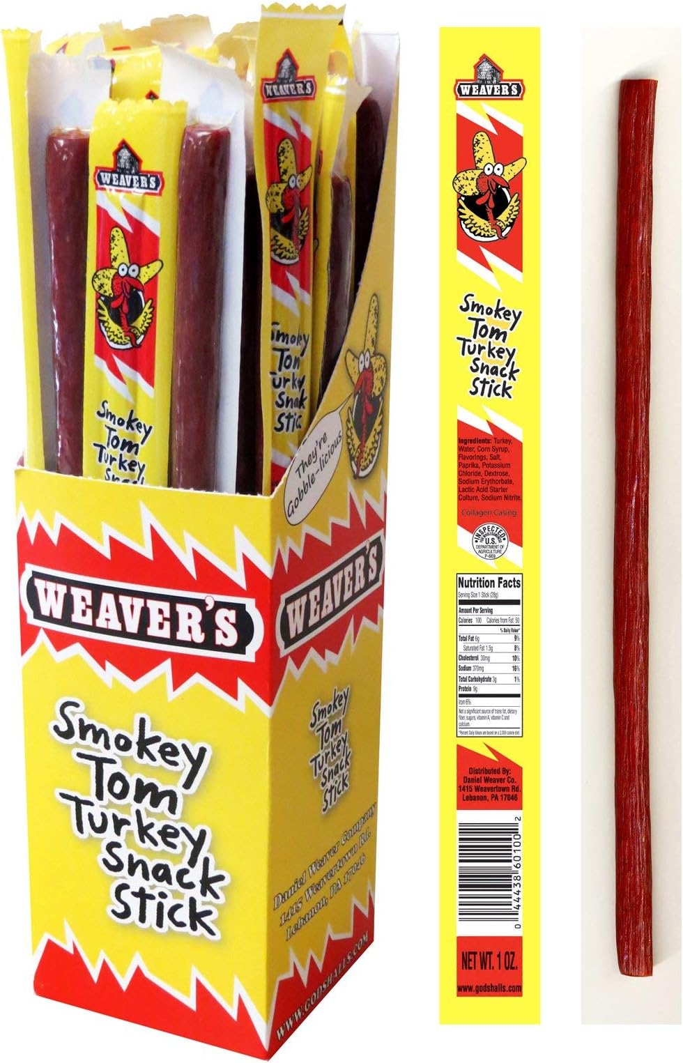 Weaver’s Smokey Toms Turkey Snack Sticks (32 mild flavored 10” turkey sticks per 32oz box)