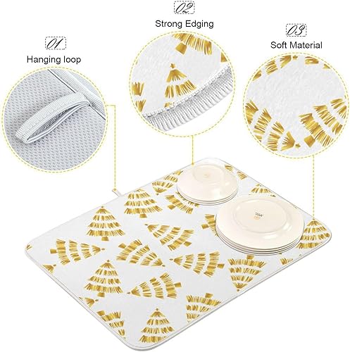 Miniatura 4 de Christmas Tree Forest Dish Mat Dish Drying Mat For Kitchen Counter Countertop Mat Tapete Para Cocina 16'' x 18''
