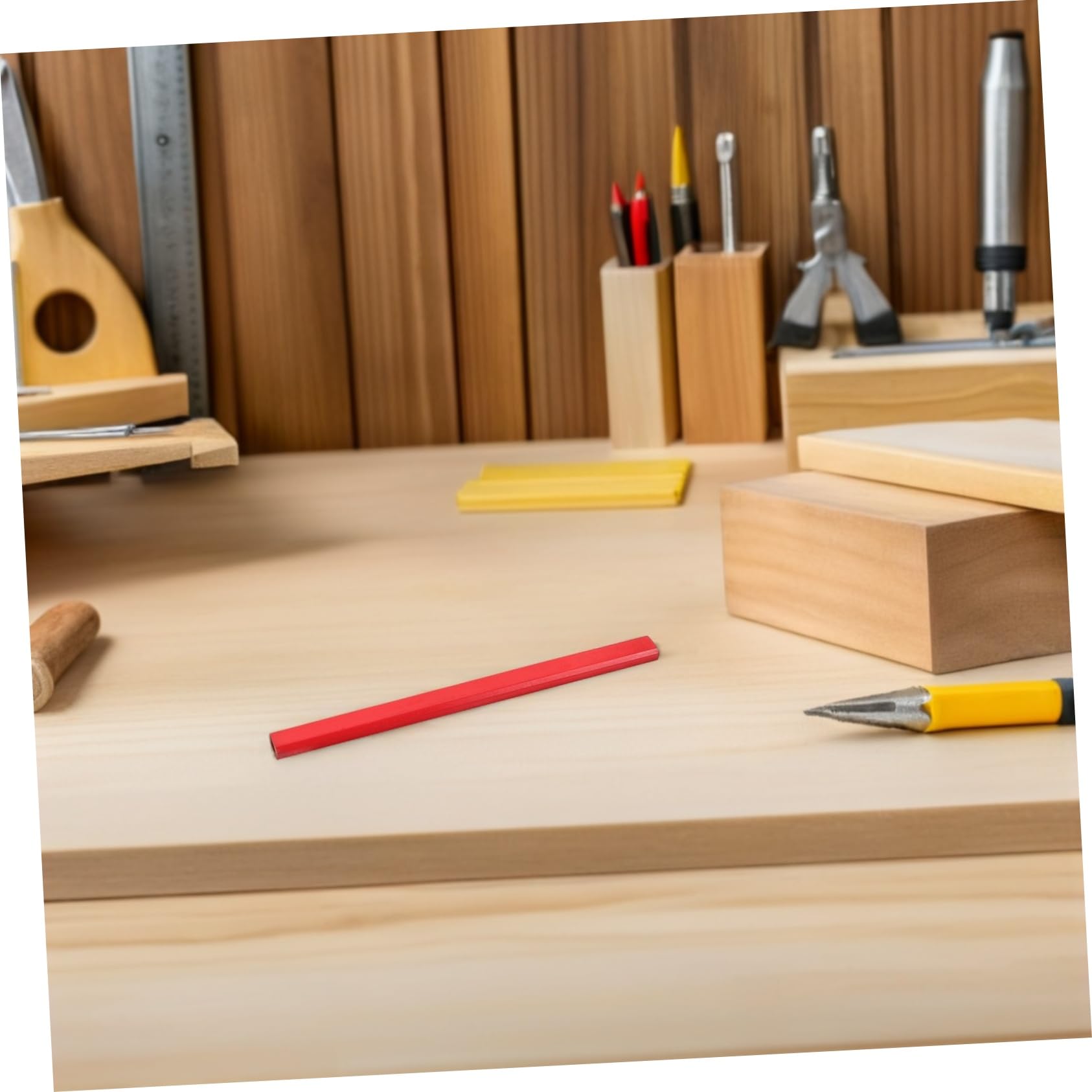 WOONEKY 144 Stück Rote Holzbau Bleistifte aus Pappelholz Achtkant Design für Präzises Markieren Ergonomischer Rutschfester Griff Langlebig und Leicht für Bauhandwerker und Schreiner