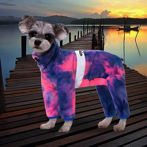 Miniatura 6 de Abrigos para perros pequeños, pijamas de forro polar para perros pequeños y medianos, chaqueta de invierno para perros, mamelucos de teñido anudado,