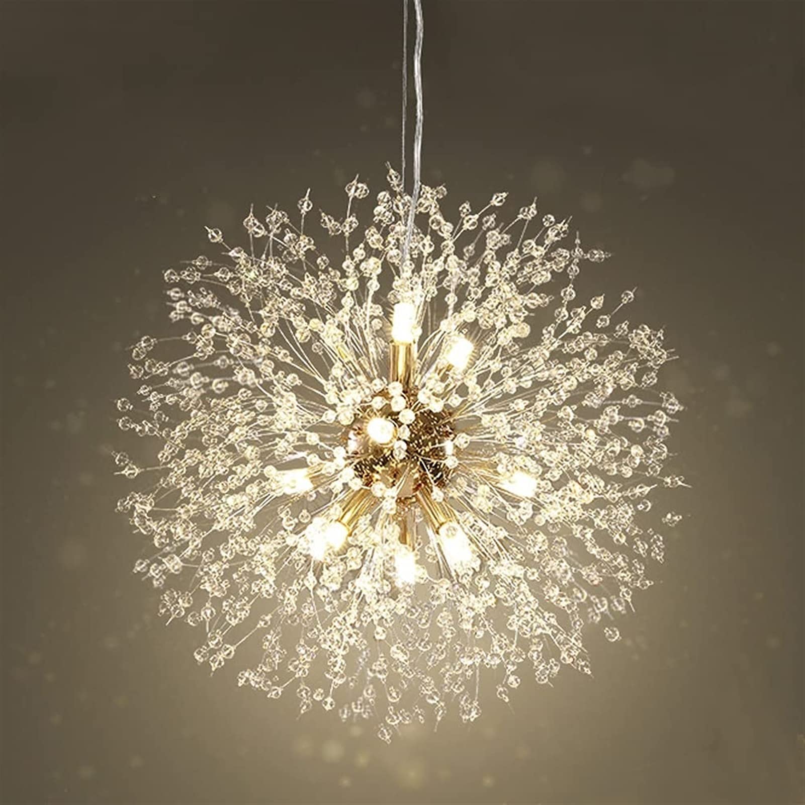 CZYLJLK Modern Sputnik Firework Gold Crystal LED Dandelion Pendanthting Hanginght Fixture for Bedroom, Foyer, Hallway, Entryway (Color : 12-ht)