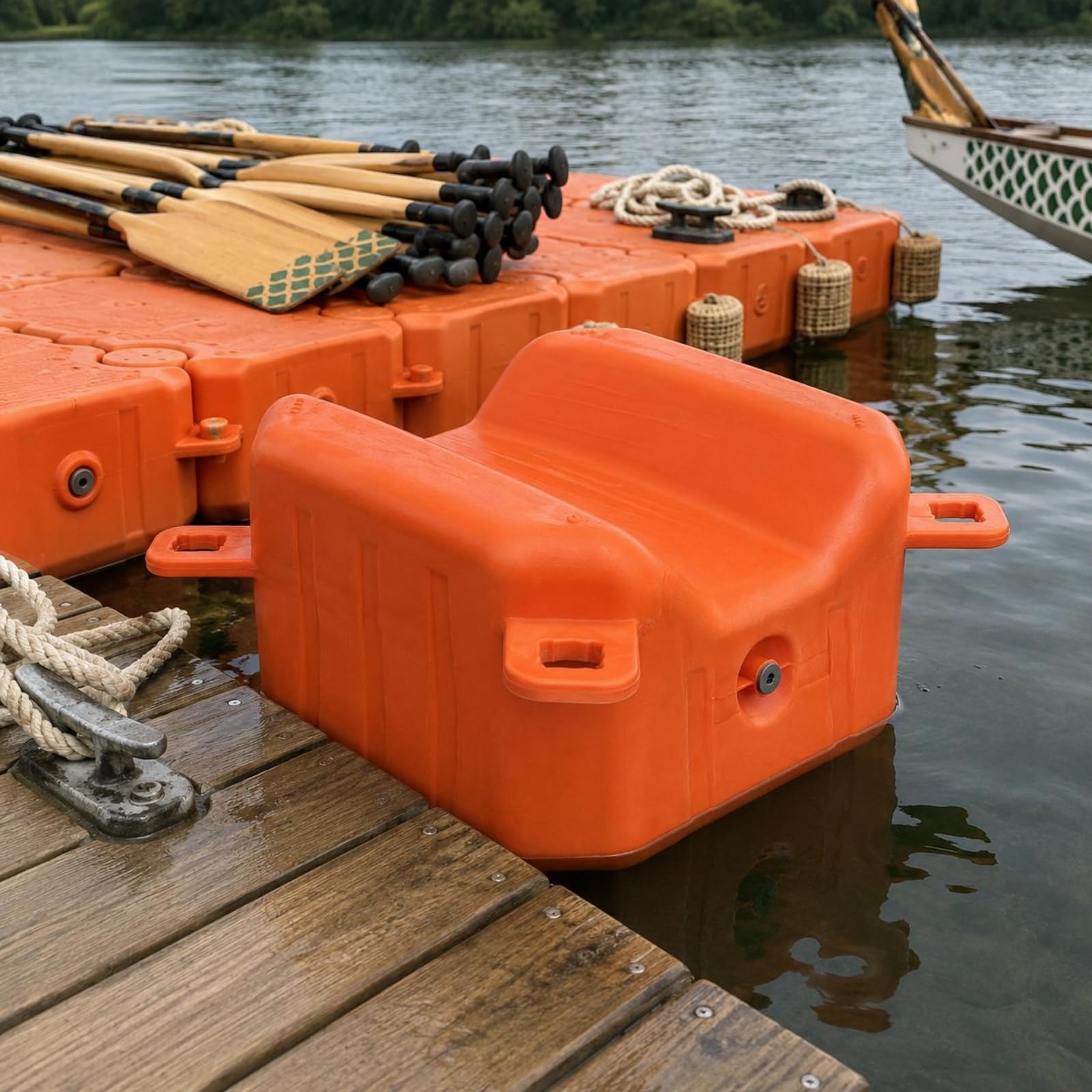 Sharplace Flotante para Muelle Base en HDPE Rígido con Superficie Lisa y Moldeados Visibles Apta para y Conexión Sencilla Adecuada para Deportes Acuáticos