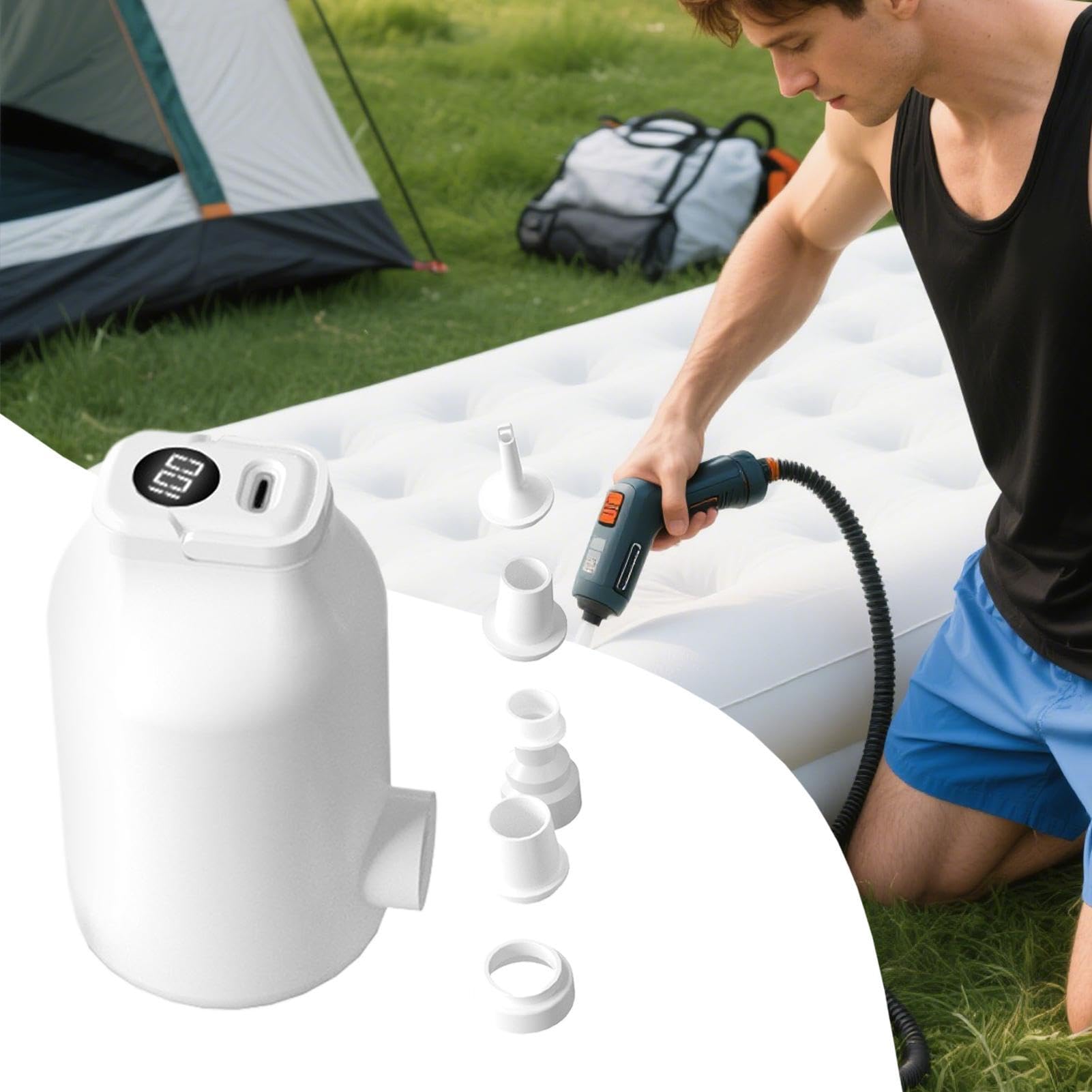 Pompe À Air Pour Gonflables 4500Pa Affichage Numérique Petit Avec 5 | Pompe Gonflable De Piscine Pour Matelas Pneumatiques Bouees Natation Sacs Sous Vide Ballons Camping