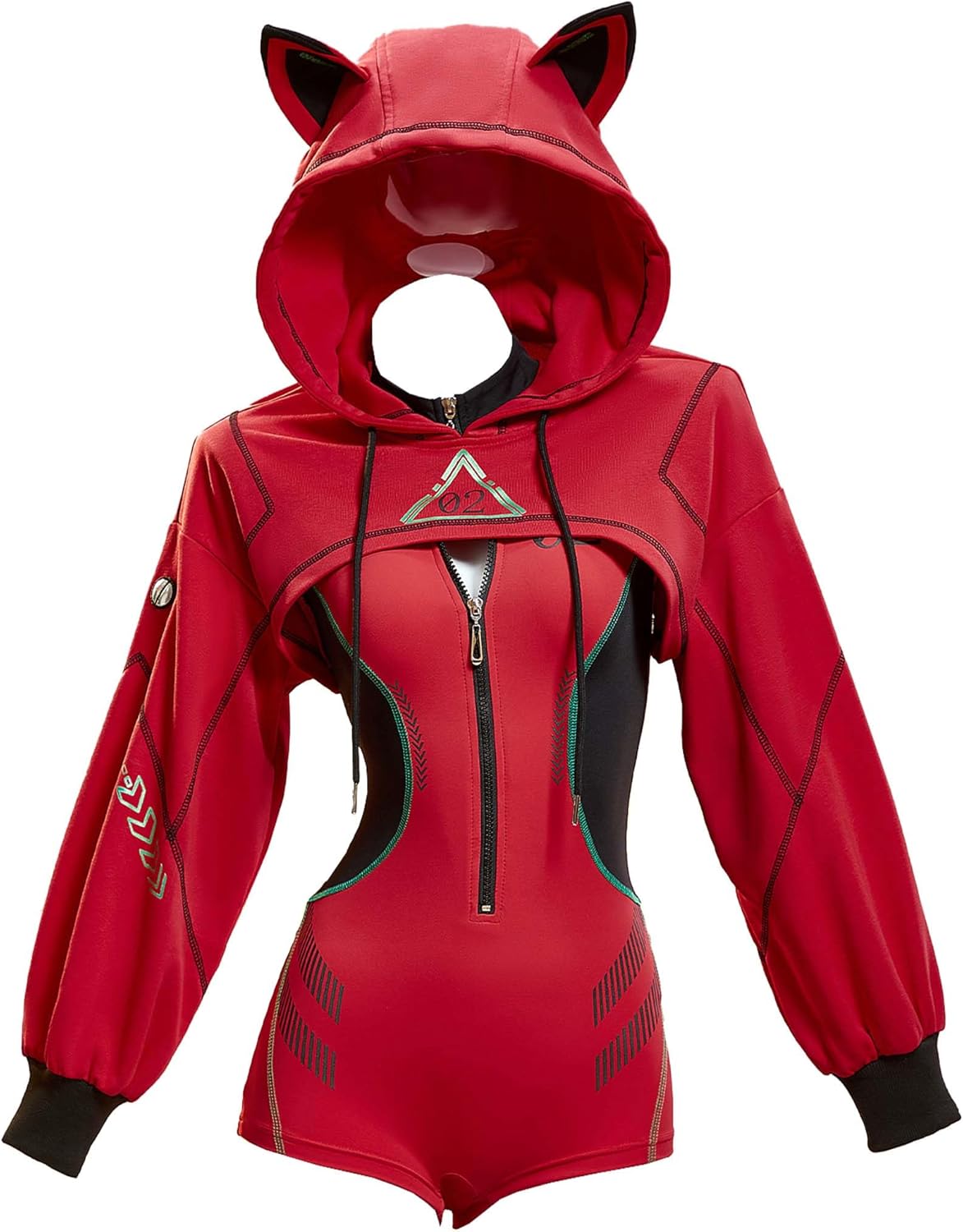 Mobbunny Women Anime Derivative Cyber Sportswear Tight Mecha Pilot Costume Sexy Lingerie Bodysuit with Short Jacket