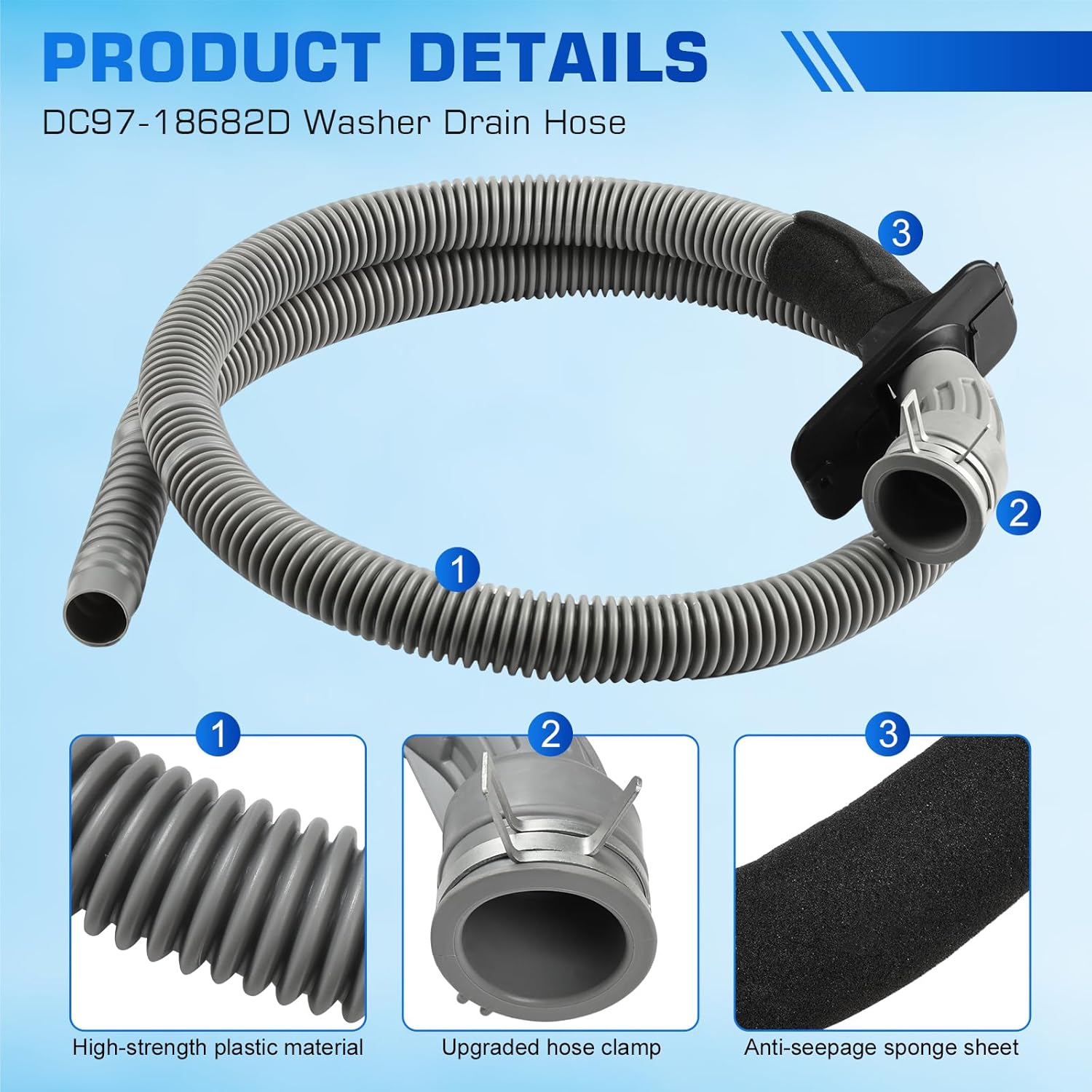 2026 Upgrade DC97-18682D DC97-18682C Washing Machine Drain Hose Compatible with Samsung Drain Hose Replacement DC97-18682B DC61-03947A DC97-18682E