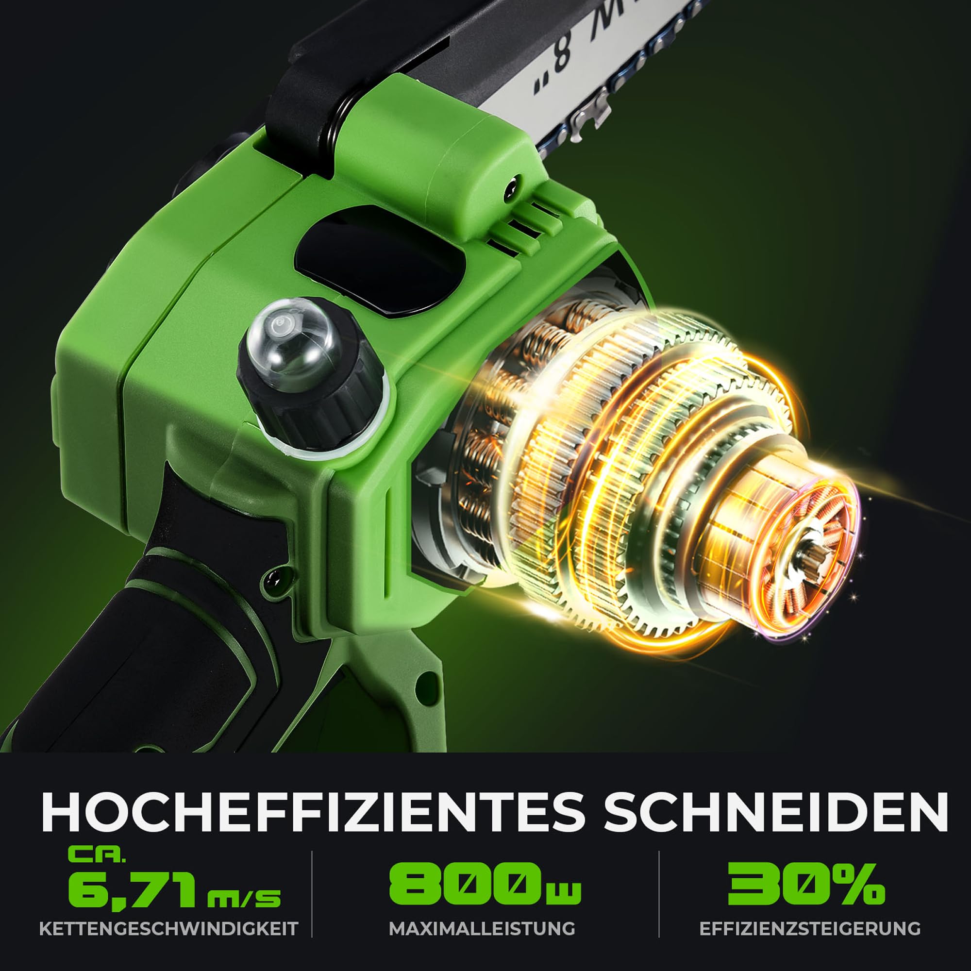 NovorikX 2-in-1 Akku Hochentaster & Kettensäge 20V - Bürstenloser Motor 8 Zoll Astsäge mit 3m Teleskopstiel, 3Ah Akku, Arbeitshöhe bis 4,57m, Teleskop-Kettensäge Set inkl. Schutzausrüstung