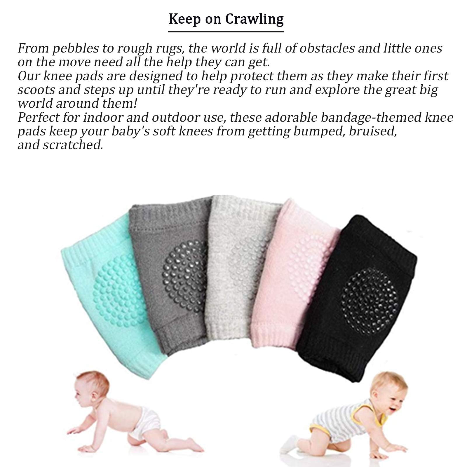 SAFE-O-KID Baby Knee Pads Set of 3 Pairs for Toddlers | Elbow & Knee Protector with Anti-Slip Silicone Dots | Soft, Stretchable & Breathable Support for Crawling & Walking (Assorted) 3
