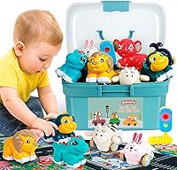 Vista 1 de Juguetes de coche de animales para niños de 1 año: Mini camiones con tapete de juego/caja de almacenamiento para niños pequeños de 1 a 2 años