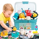 Kiddiworld Animal Car Toys for 1 Year Old Boy Gifts: Mini Trucks with Playmat/Storage Box for Toddler Age 1-2, 1st One First Christmas Birthday Gift for Infant Baby 12-18 Months