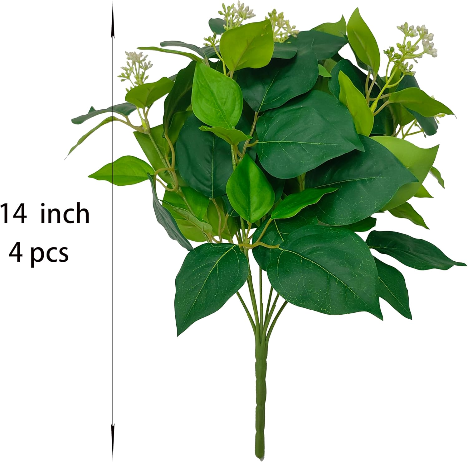 4Pcs High End Artificial Faux Greenery for Vase, 14''Real Touch Greenery Stems Arrangement for Office Home Decor Wedding Table Centerpiece,Bougainvillea Plant that Has Not Bloomed Yet
