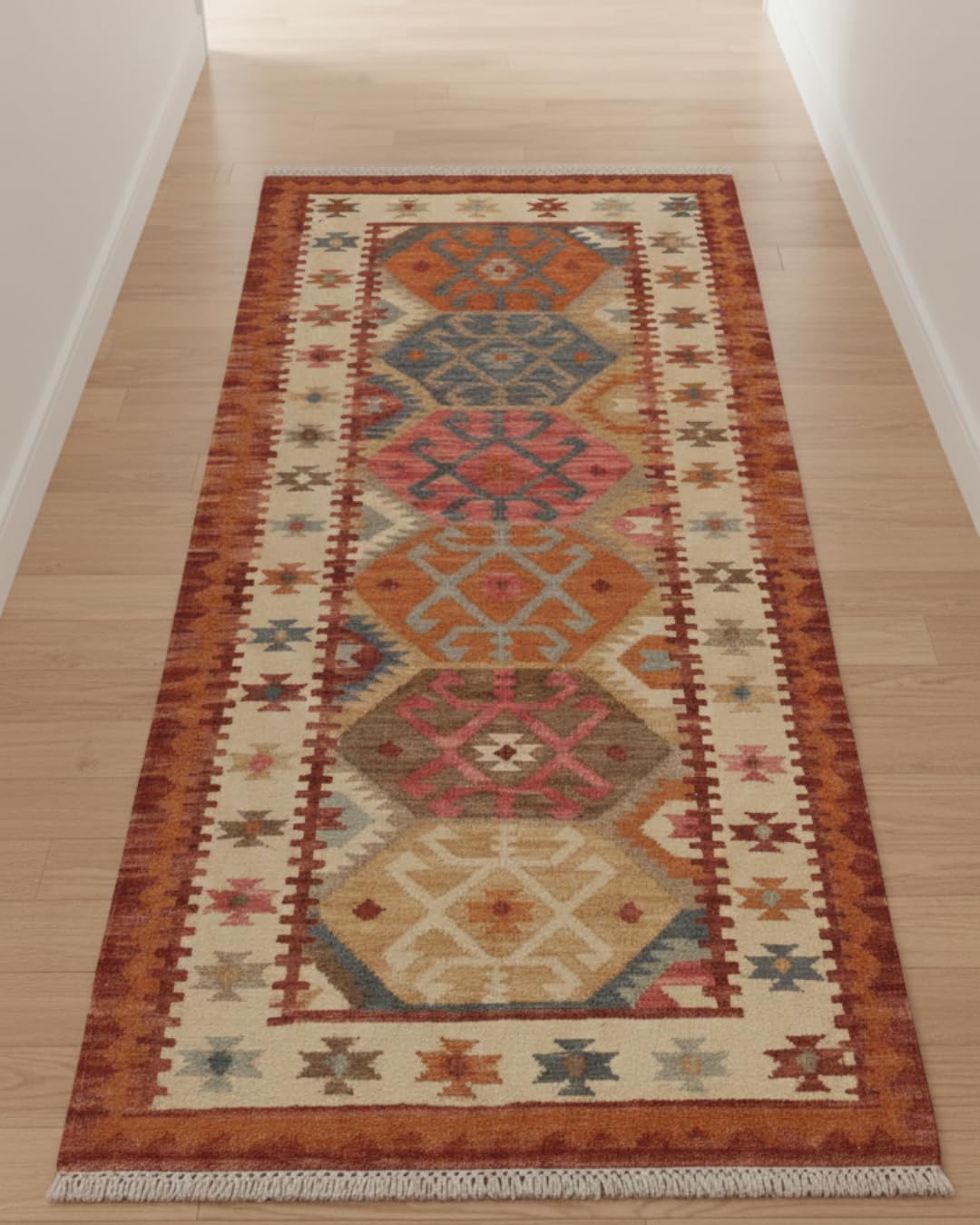 Tapis Kilim KABAN - 180 x 60 cm - Qualité Premium, style classique élégant - Chemin de couloir, entrée ou tapis de lit