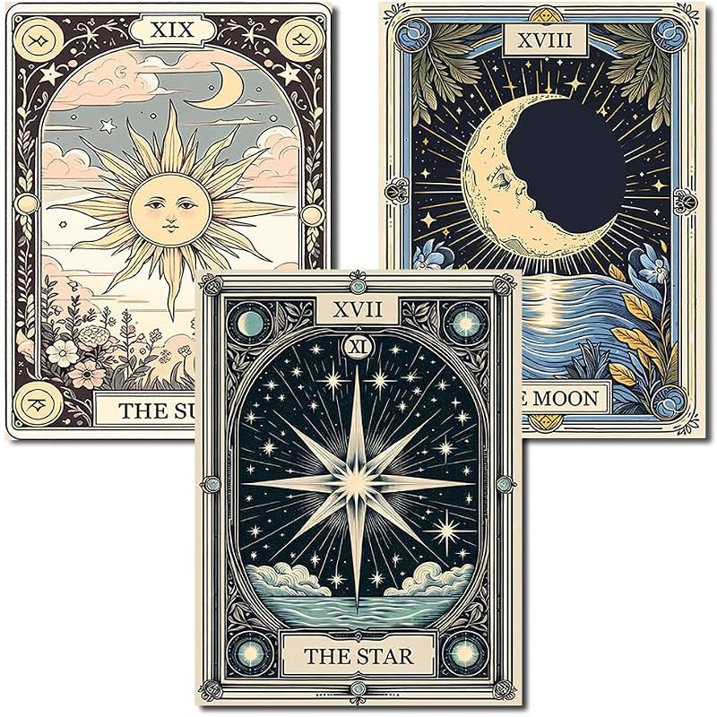 Axquilon 3 Pack Tarot Diamond Art Kits for Adults 12x16 inch | Tarot Diamond Painting Kits for Adults Beginner, DIY 5D Full Drill Gem Art for Home Wall Decor