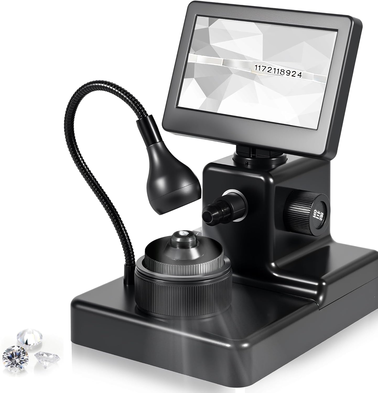 4.3 inch LCD Digital Microscope, Rechargeable Portable Lab Soldering Coin Microscope, 50-1000X Pro Diamond Tester with Multi-Angle LED Fill Light for Diamond Laser Inscription Girdle Viewer Jewelers