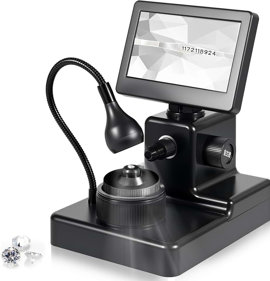 Microscópio digital LCD de 4,3 polegadas, microscópio de moeda de solda portátil recarregável, testador de diamante profissional de 50 a 1000 x com luz de preenchimento de LED multiângulo para