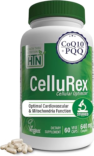 Health Thru Nutrition CoQ10 Plus PQQ y espinacas rojas | Cellurex | Optimizador celular para la energía de la circulación cerebral y apoyo de la