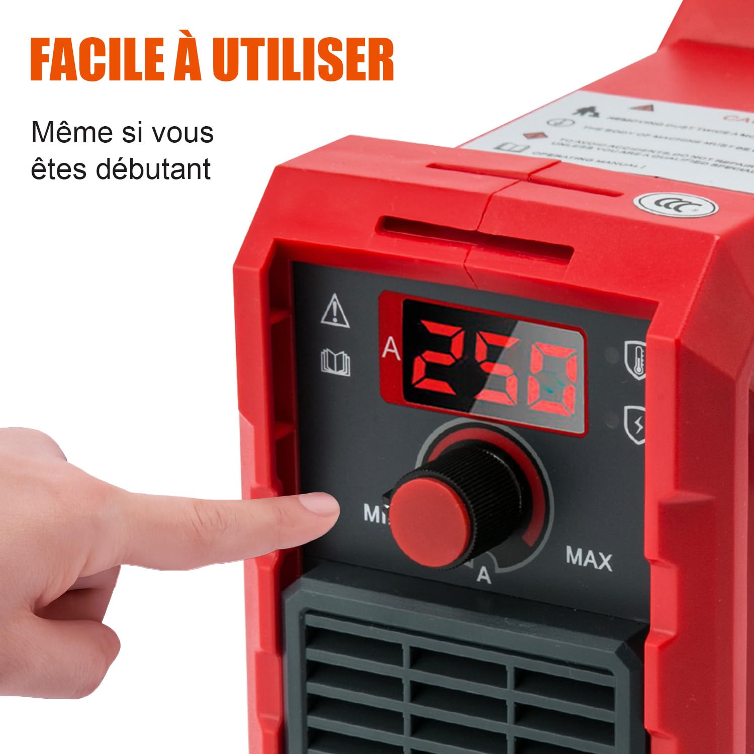 VOBOR Mini Poste a Souder Électrodes, Inverter Poste à Souder Fil Fourré avec Technologie IGBT, Affichage LED, Anti-Stick, Portable Station de Soudage, MMA 250