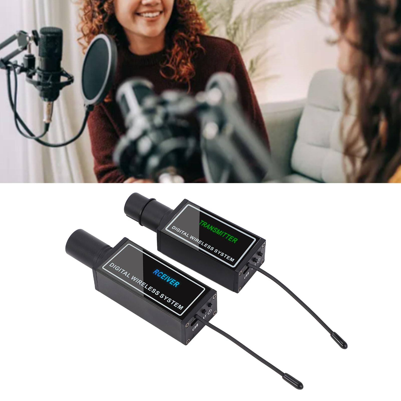 Ricevitore trasmettitore microfono wireless Adattatore XLR USB UHF per fotocamera mixer audio Nero