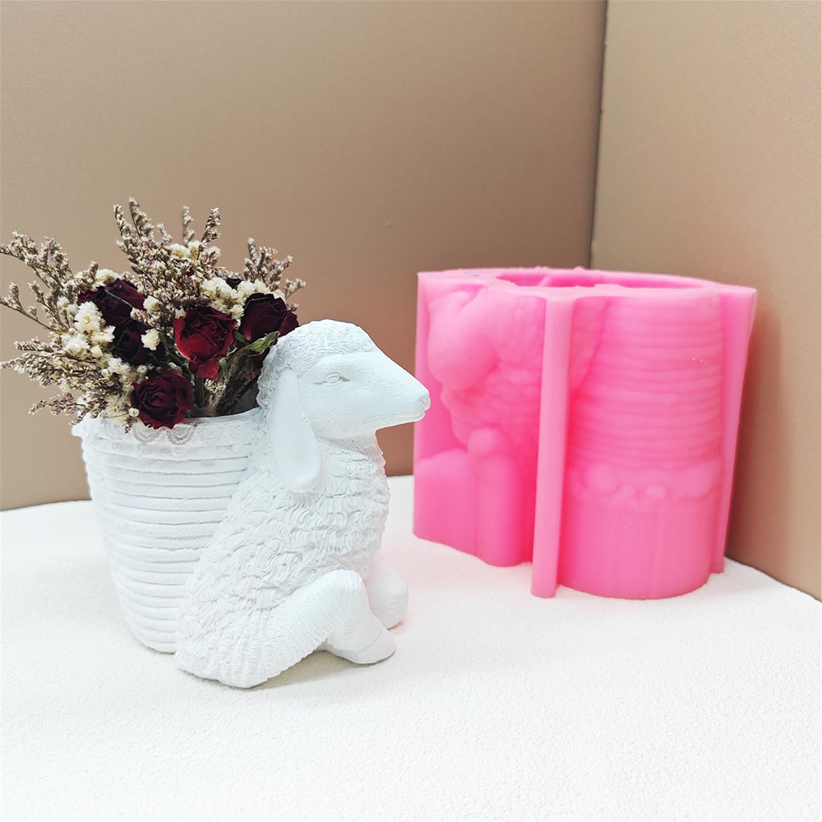 Adorable molde decorativo de silicona para macetas de suculentas, diseño de ovejas de dibujos animados para macetas y bolígrafos suculentas