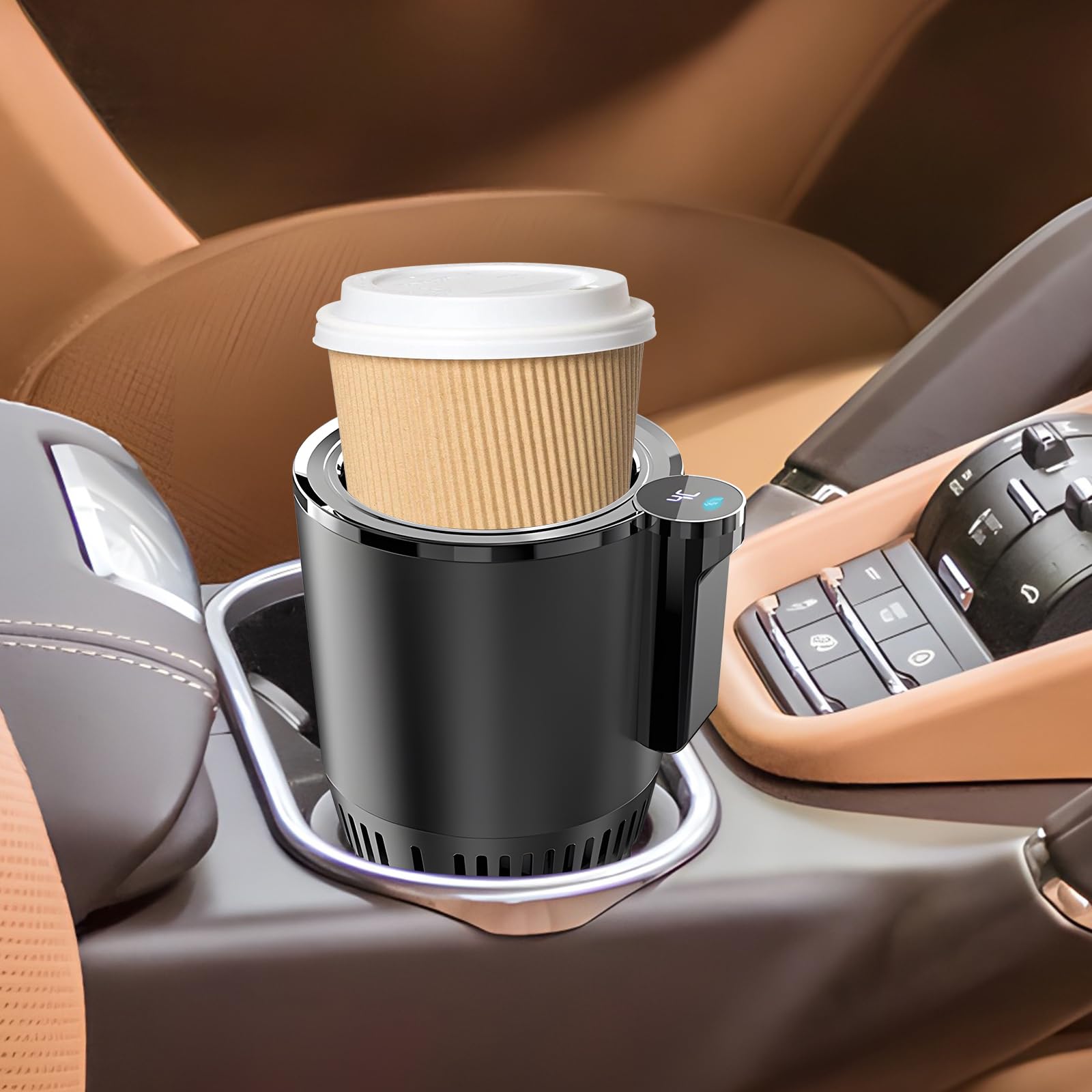 2-in-1 Smart Car Cup Cooler und Heizung, Smart Cup für Auto mit LED-Temperaturanzeige, Touch-Steuerung, hält Getränke kalt oder heiß im Auto-Becherhalter, passt in Pendler Road Tripper,