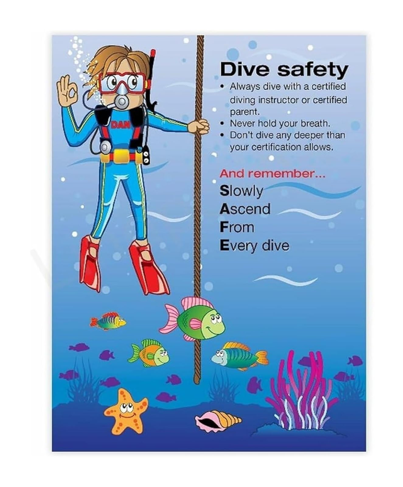 Affiche plongée éducative pour décoration de piscine intérieure en toile