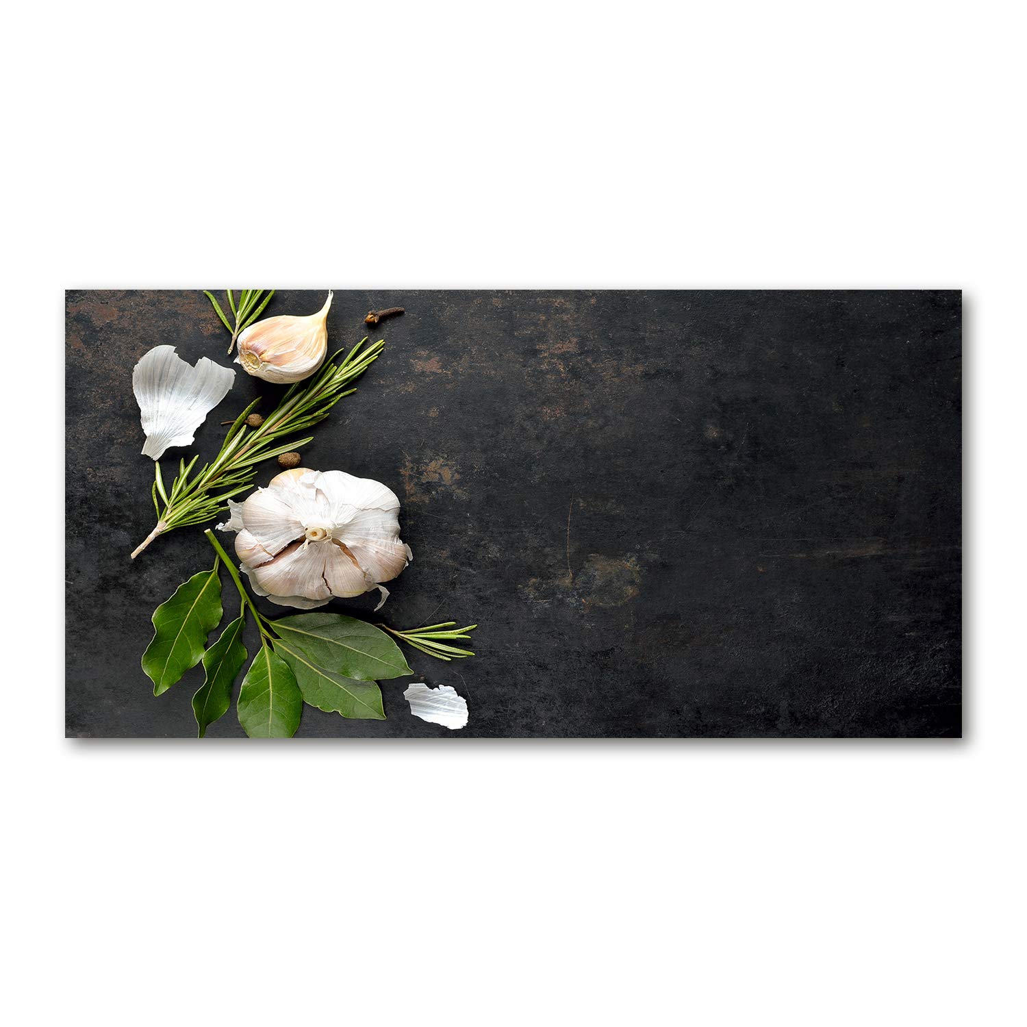 Tableau photo décoratif en verre 120x60 cm fleurs d'ail blanc pour un salon lumineux