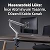 مقبض شاشة من الألومنيوم فائق النحافة NPO STD49012UW مقاس 17 بوصة - 32 بوصة، حامل VESA مع ممتص صدمات بمنفذ 2xUSB، مريح 360 محورًا (9 كجم)