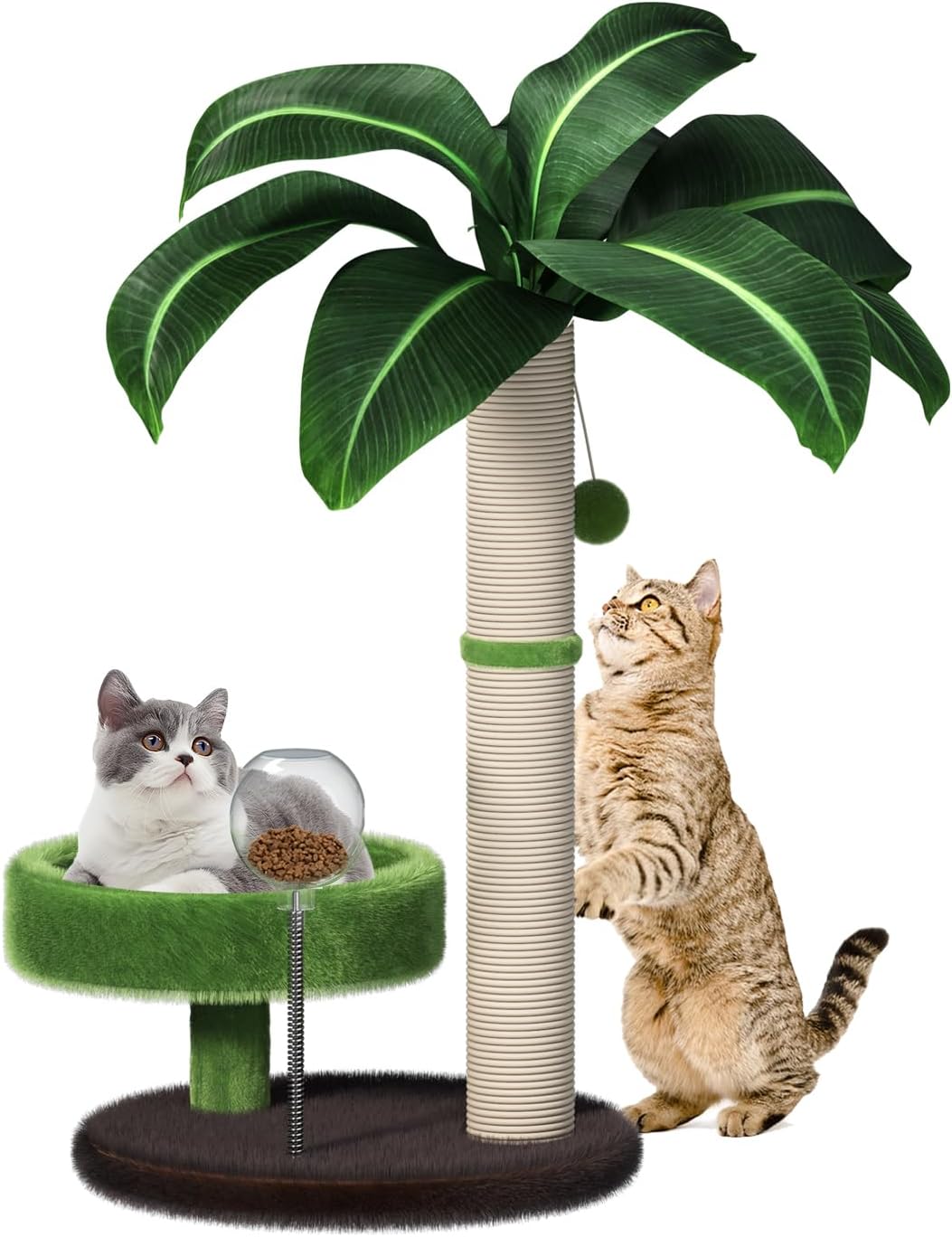 Cat Scratching Post with Bed, Cat Tree Tower Natural Sisal Cat Scratcher Cute Cat Tree for Kittens