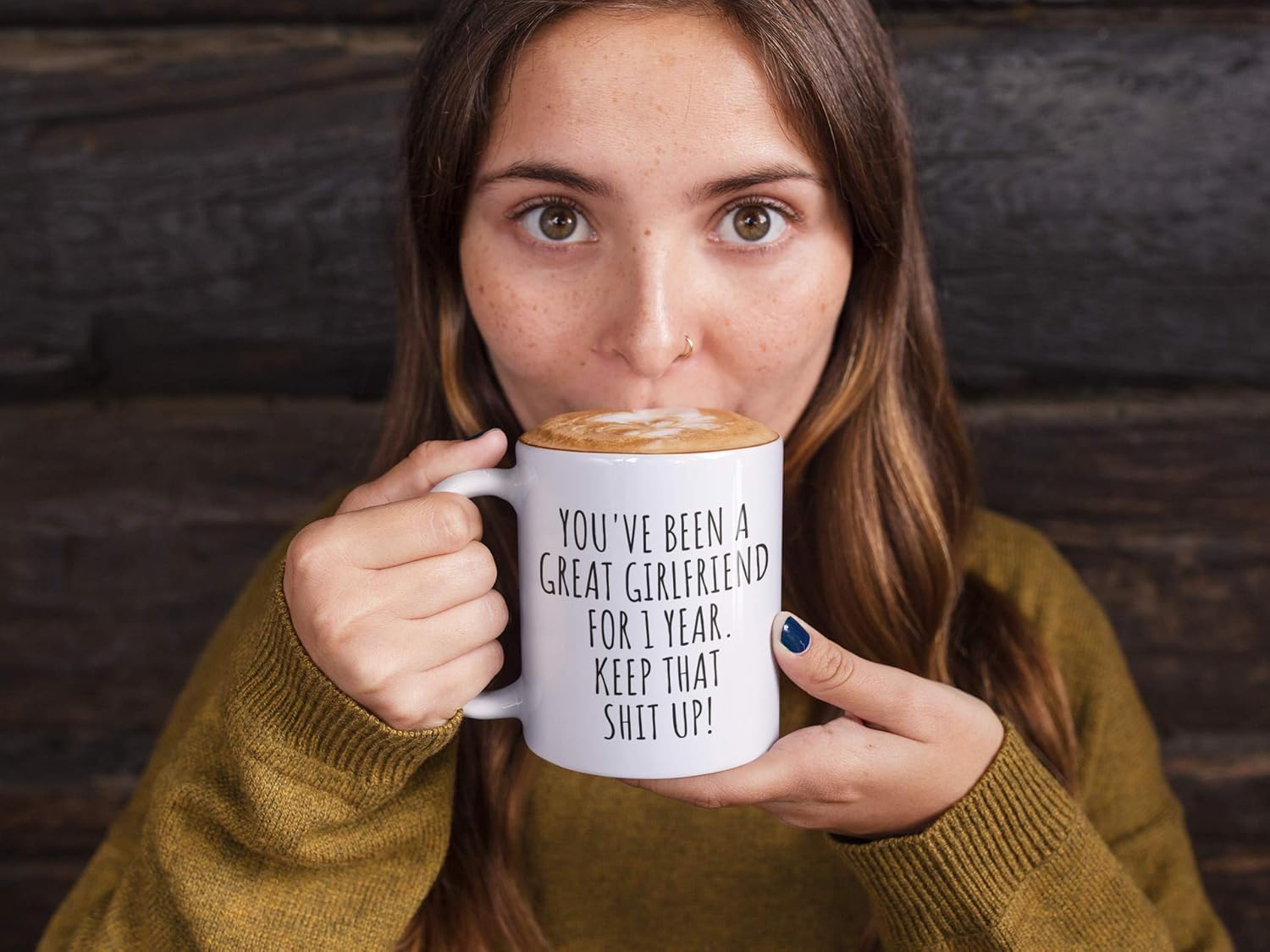 Tech Deals 🔥 1 Year Anniversary Girlfriend Mug Funny Gift For Gf 1st Dating Relationship Couple Together Coffee Tea Cup